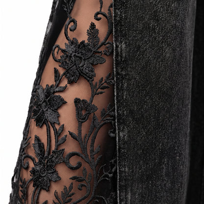 Hollow Rose Lace Flare Jeans